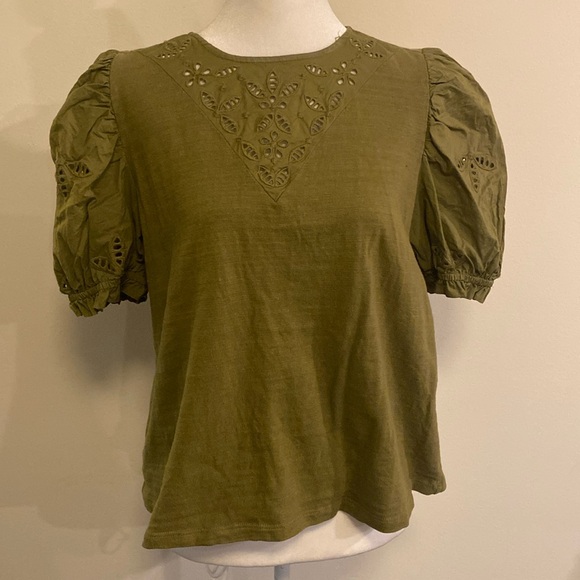 Loft olive color short sleeve blouse size Medium - Picture 1 of 9